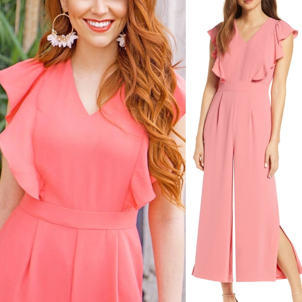 Rachel Parcell Flutter Sleeve Pink Jumpsuit NWT